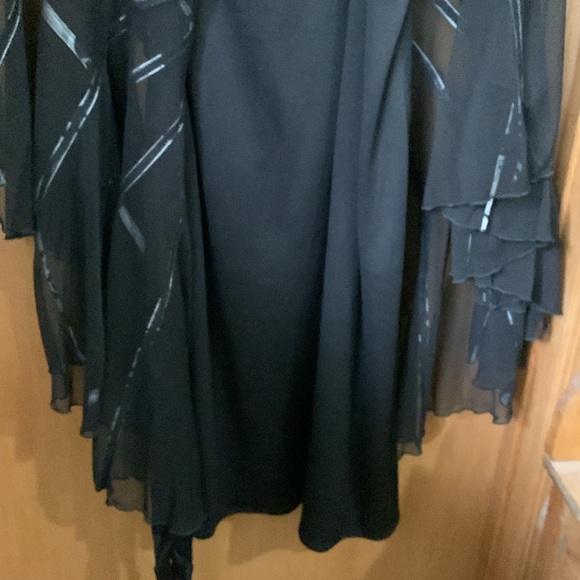 Sleeveless 2 pc dress - sheer with black slip attached underneath - Picture 4 of 6